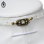 Élégant collier en cristal aurore boréale AB blanc en cascade bijou ancien vintage