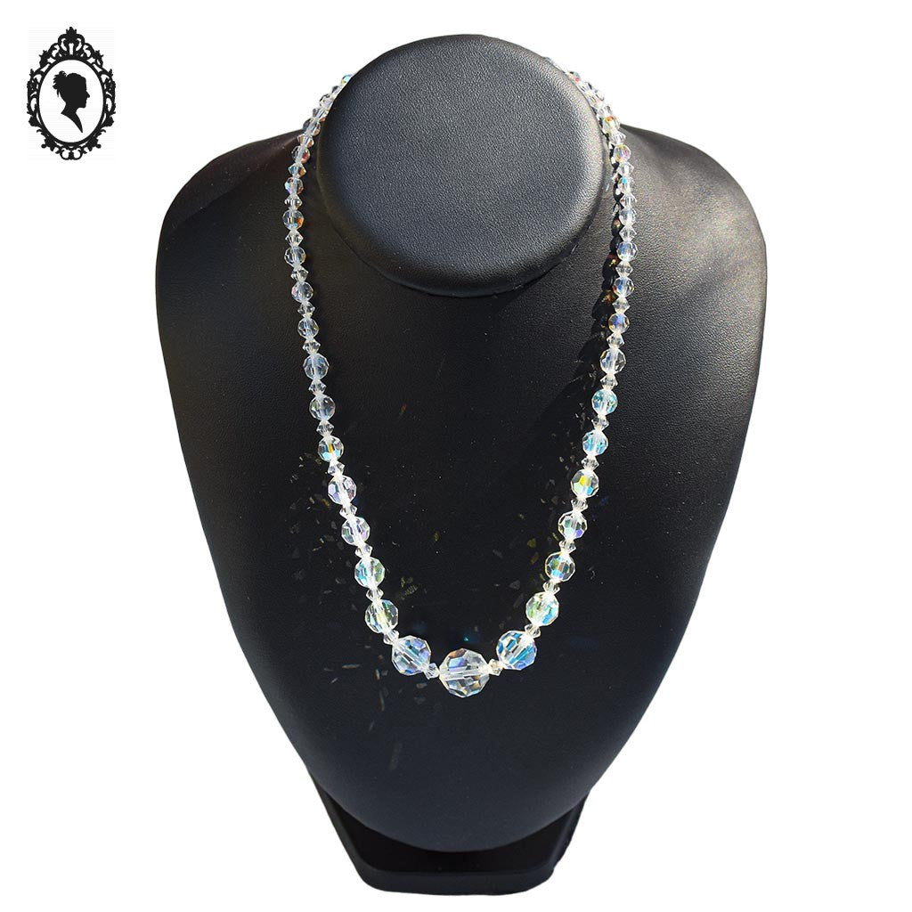 Élégant collier en cristal aurore boréale en cascade bijou ancien vintage
