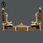Élégant défenseur de cheminée chenets barre bronze doré chimère dauphin serpent de mer poisson ancien