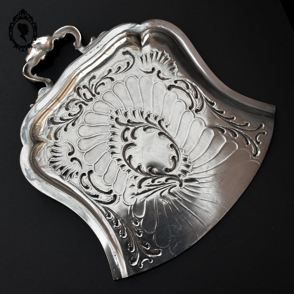 Ensemble pelle et brosse ramasse miettes en métal argenté ancien