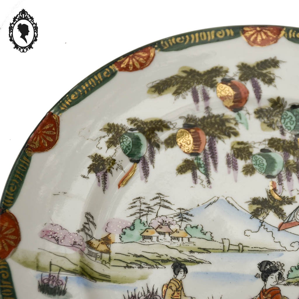 Lot 1 plat 4 assiettes art d’Asie porcelaine japonaise Japon Rokuzo signées 1920 1940 anciennes or