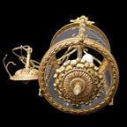 Lustre plafonnier lanterne cage 3 lumières verre bronze doré vintage