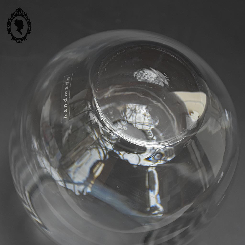 Magnifique vase en cristal épais blanc rond forme œuf handmade vintage