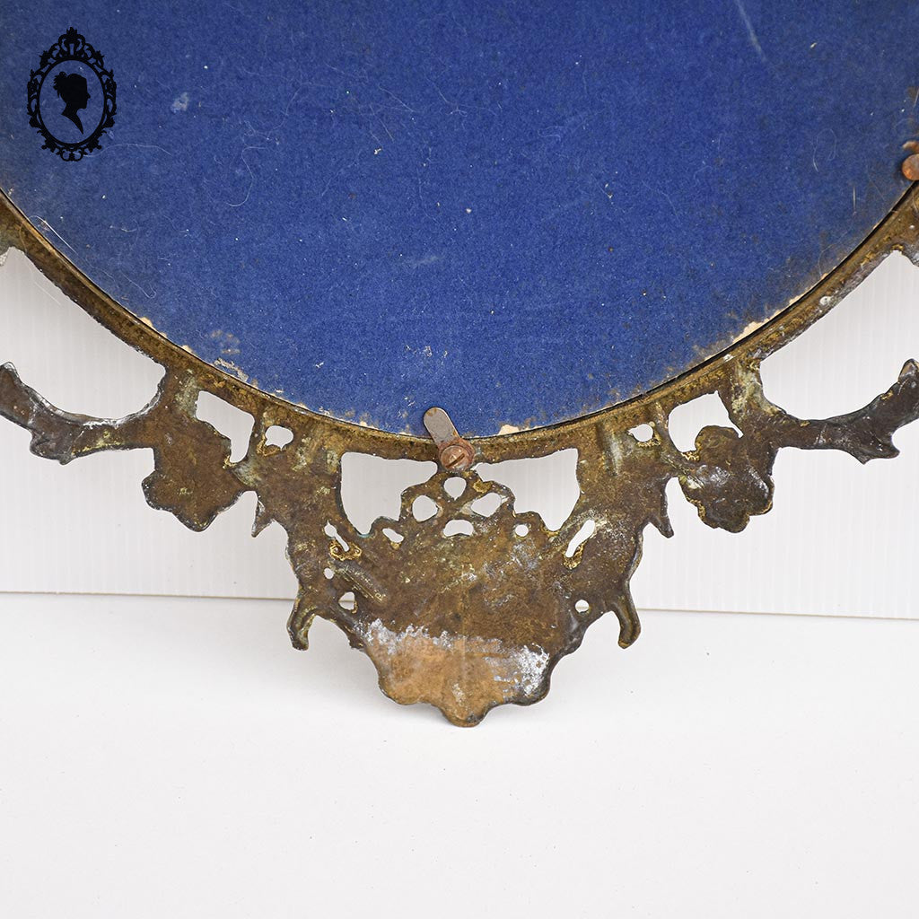 Miroir ange baroque ovale cadre bronze doré vintage 72,5 x 48 cm