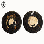 Paire de cadres reliquaires verre bombé ovale bois Christ et Marie calcaire pétrifié ancien Napoléon 3