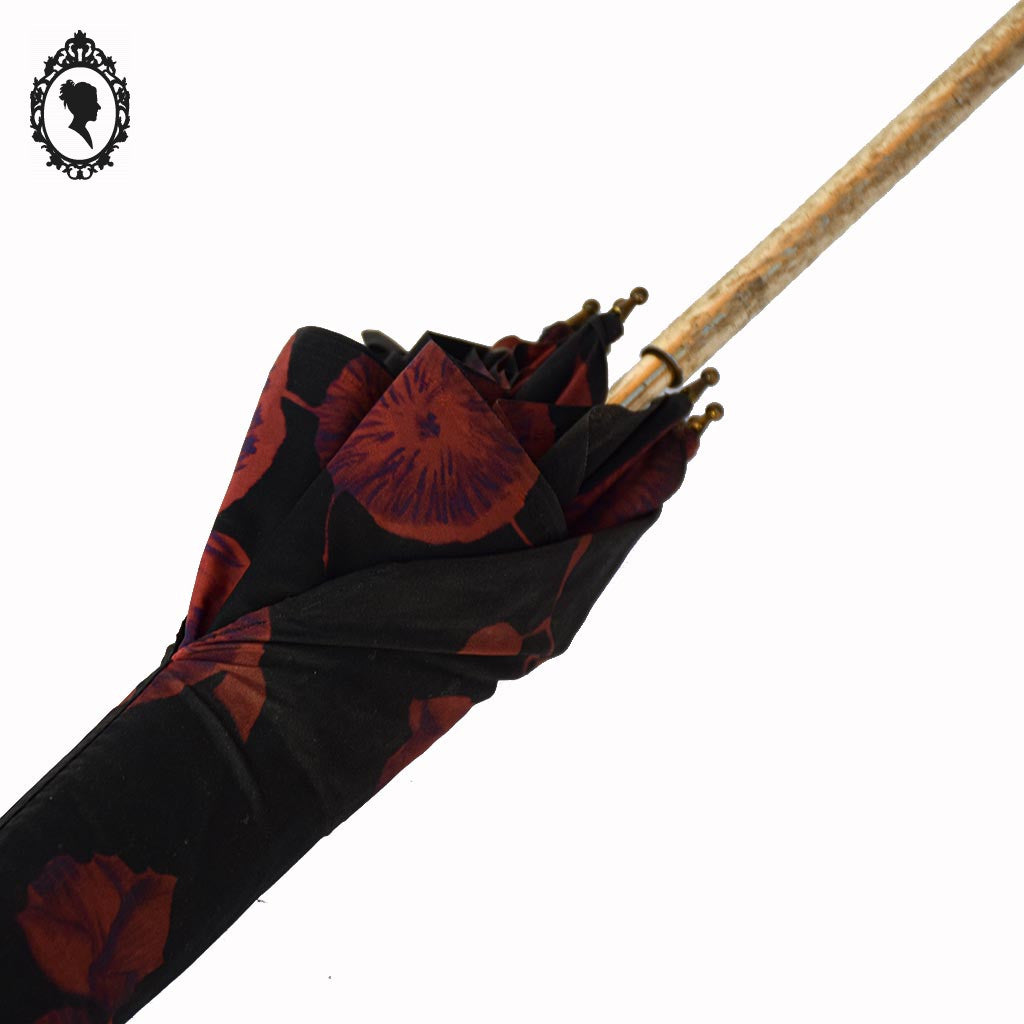 Parapluie fleuri rouge noir Nail Europ collection vintage