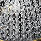Plafonnier lustre art déco guirlandes de perles pointe diamant cristal laiton ancien