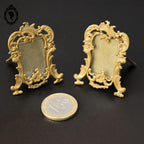 Rare paire de petits cadres pour photo miniature à poser en laiton ancien