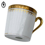Service 12 tasses à café porcelaine blanc et doré Limoges JB et Cie France