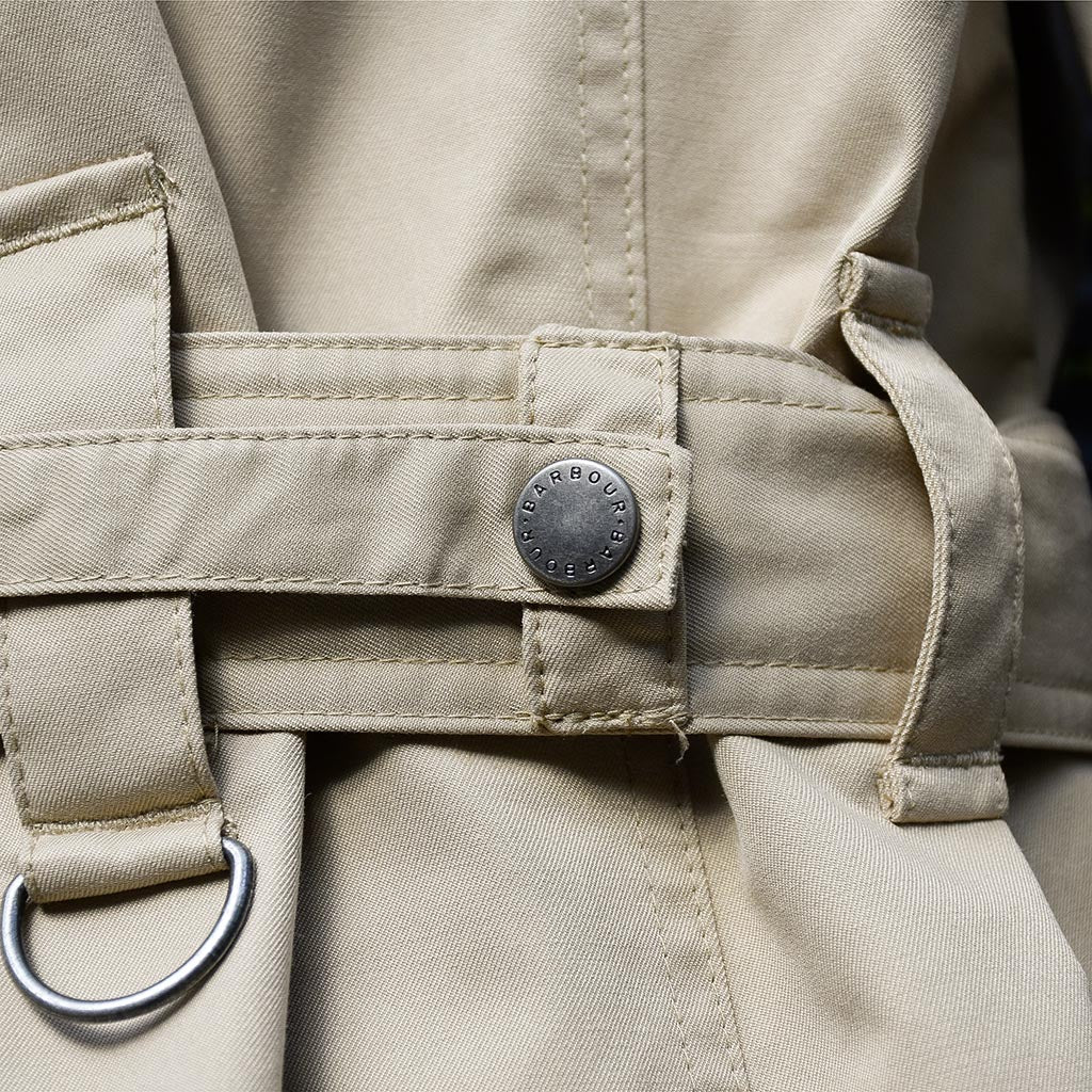 Barbour Tay Tranch beige à doublure tartan – taille 40/42