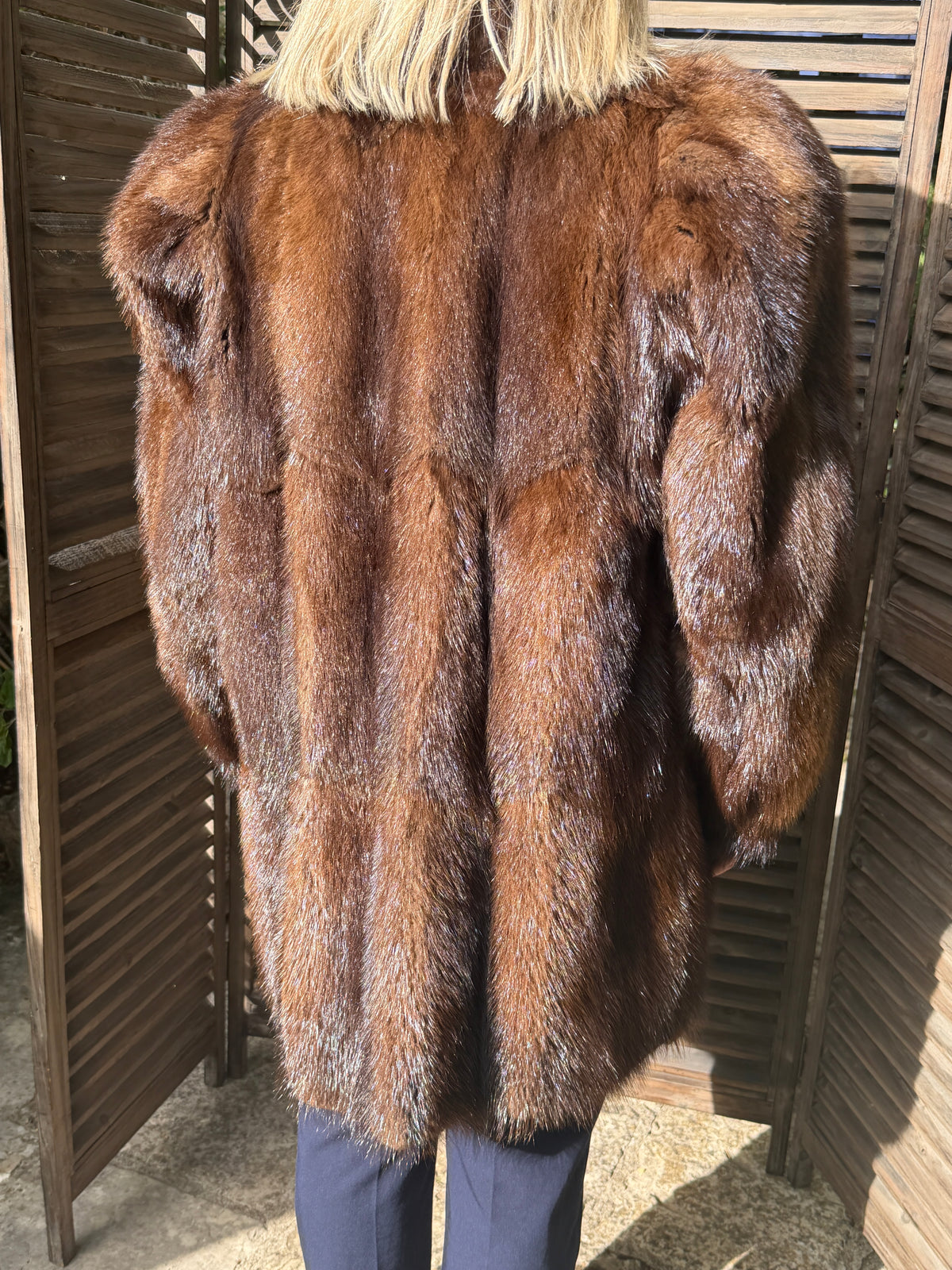 Manteau en fourrure véritable marron Taille 3840 vison ancien vintage