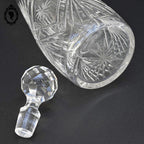 Carafe à liqueur ancienne verre avec bouchon diamant taillé cristal monture argent