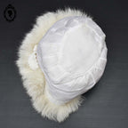 Chapeau toque véritable fourrure blanche pour femme vintage T 60 61