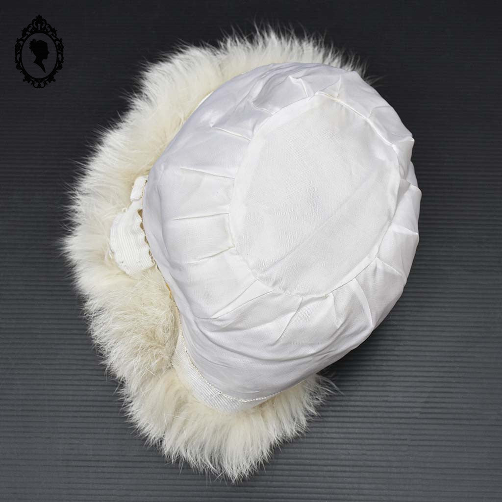 Chapeau toque véritable fourrure blanche pour femme vintage T 60 61