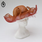 Chic chapeau femme mariage rouge orange cuivré Anne Boisson NEUF T S / 55 cm
