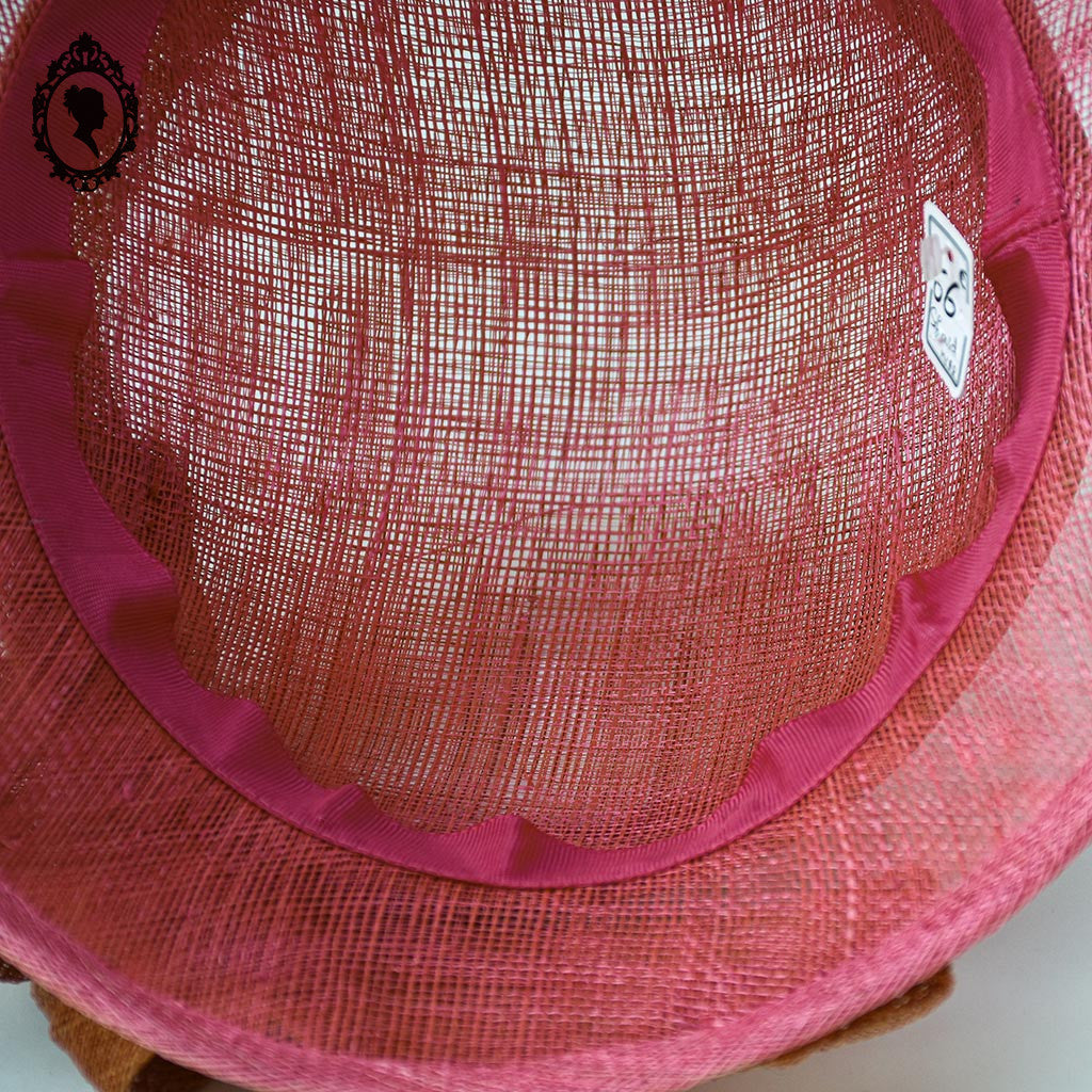 Chic chapeau fille enfant cérémonie rose orange 55 cm Taille S Neuf