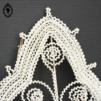 Couronne florale ange perles blanches objet de curiosité mortuaire ancienne 1900 H 76 cm