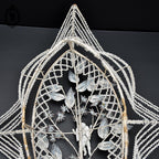Couronne florale perles blanches objet de curiosité mortuaire ancienne 1900 H 75 cm