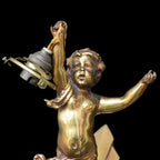 Deux appliques murales à 1 lampe ange chérubin bronze doré et pâte de verre Art déco