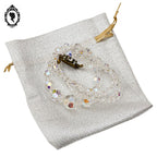 Élégant collier en cristal aurore boréale AB blanc en cascade bijou ancien vintage