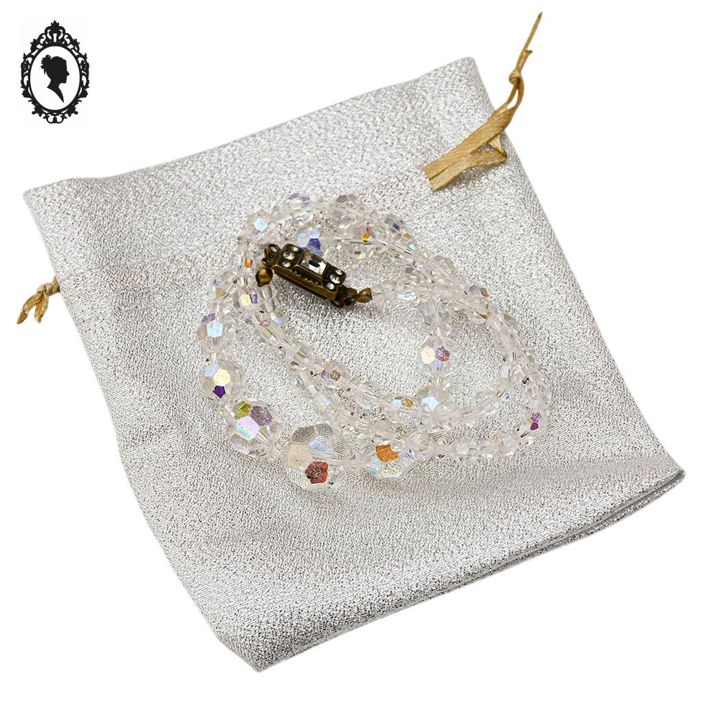 Élégant collier en cristal aurore boréale AB blanc en cascade bijou ancien vintage