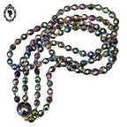 Élégant collier en cristal aurore boréale noir 2 rangs bijou ancien vintage
