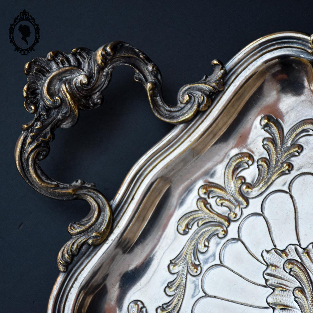 Ensemble pelle et brosse ramasse miettes en métal argenté ancien
