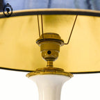 Grande lampe de table à poser porcelaine fleurie laiton ancienne