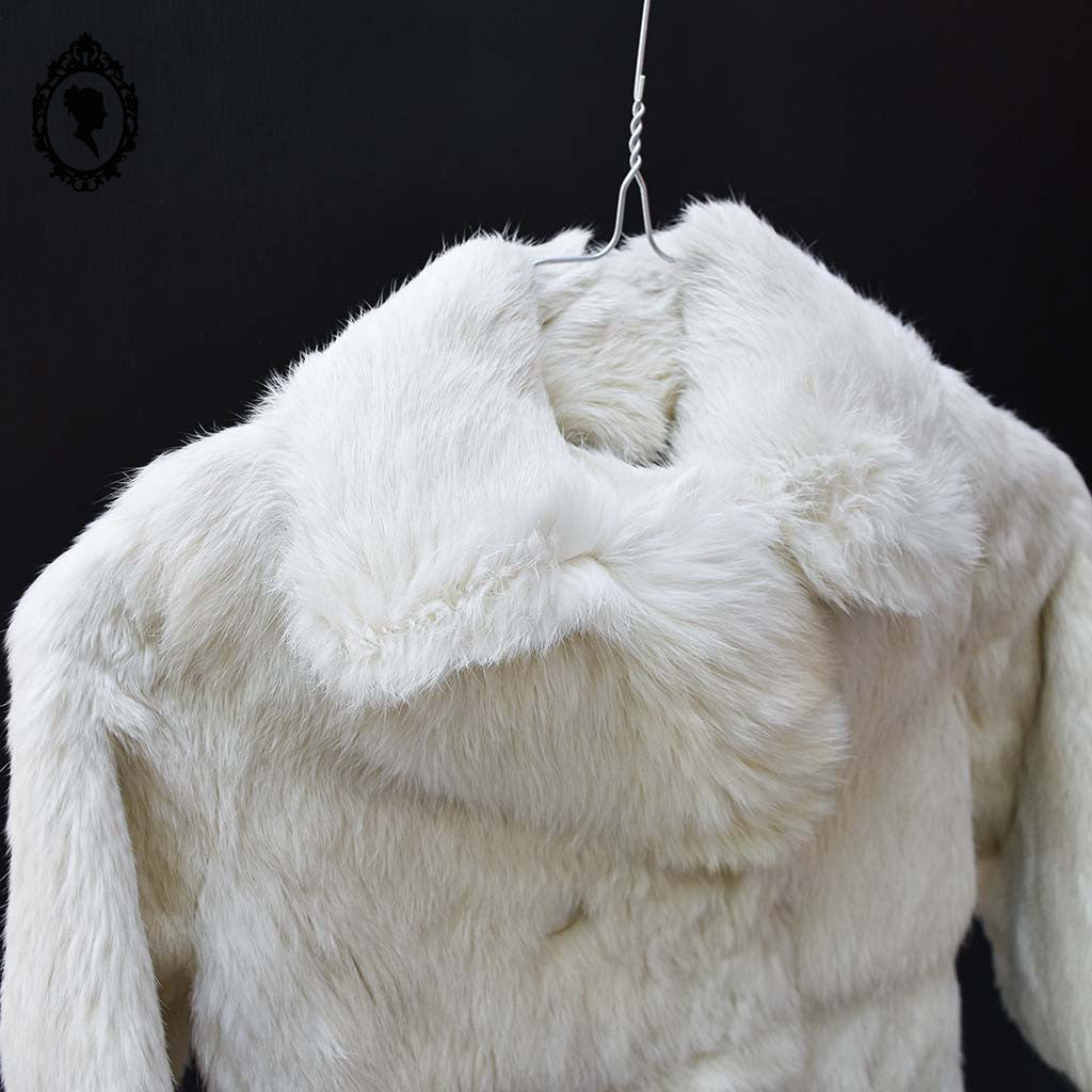 Manteau fourrure en lapin blanc enfant collection vintage ancien