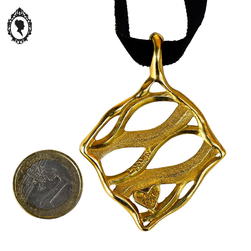 Pendentif Lanvin Paris doré bijoux vintage
