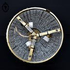 Plafonnier lustre art déco guirlandes de perles pointe diamant cristal laiton ancien