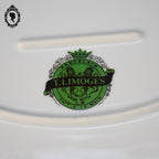 Romantique plat ovale fleuri porcelaine de Limoges rose poignées laiton Burroughs ancien