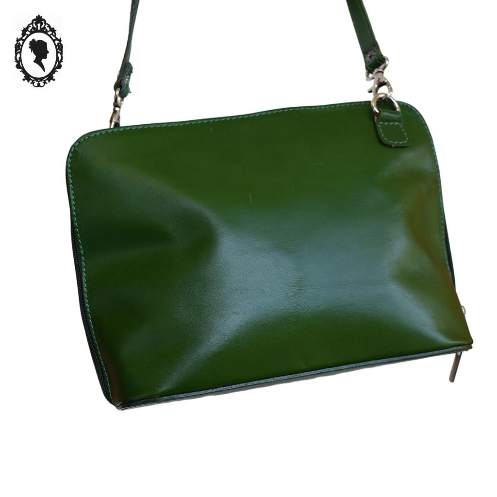 Sac bandoulière cuir vert Italie femme vintage
