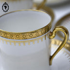 Service 12 tasses à café porcelaine blanc et doré Limoges JB et Cie France