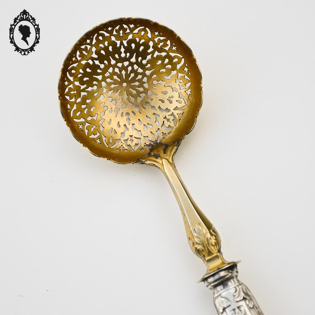 Service de couverts à fraise argent fourré vermeil doré ancien
