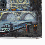 Tableau peinture à l’huile Notre Dame de Paris souvenir Montmartre 1983 18 x 14 cm