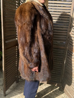 Manteau en fourrure véritable marron Taille 3840 vison ancien vintage