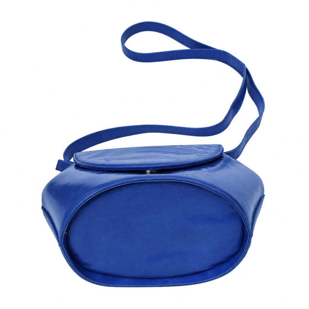Sac vintage Orphelia en cuir bleu à bandoulière – Fabriqué en Italie