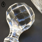 Carafe à liqueur ancienne verre avec bouchon diamant taillé cristal monture argent