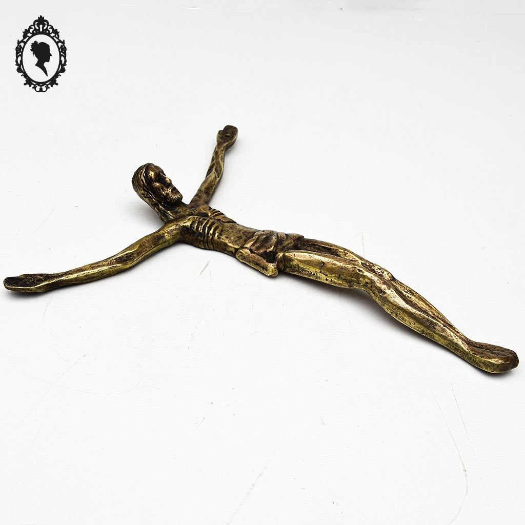 Christ crucifix H 33 cm en bronze doré signé J Mehary
