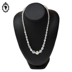 Élégant collier en cristal aurore boréale AB blanc en cascade bijou ancien vintage