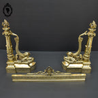 Élégant défenseur de cheminée chenets barre bronze doré chimère dauphin serpent de mer poisson ancien