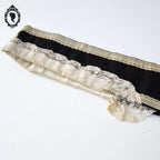 Étole pastorale prêtre Liturgique noir et beige soie broderie pompons fil doré argent ancienne