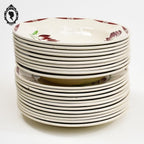 Lot 22 assiettes plates et creuses fleur tulipe rouge vert Badonviller vintage