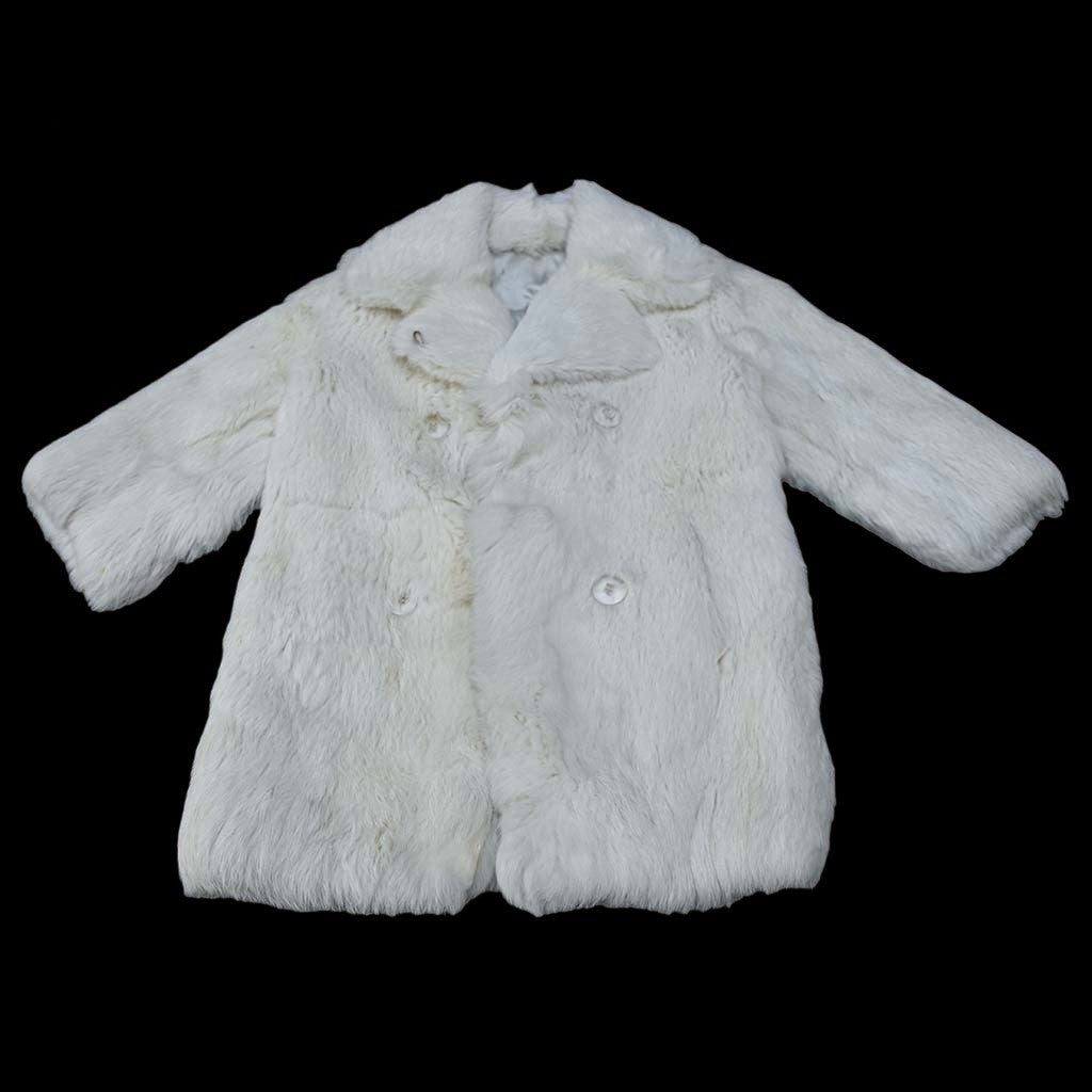 Manteau fourrure en lapin blanc enfant collection vintage ancien