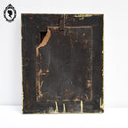Miroir mural à parclose métal repoussé doré ancien Napoléon III H 47 cm
