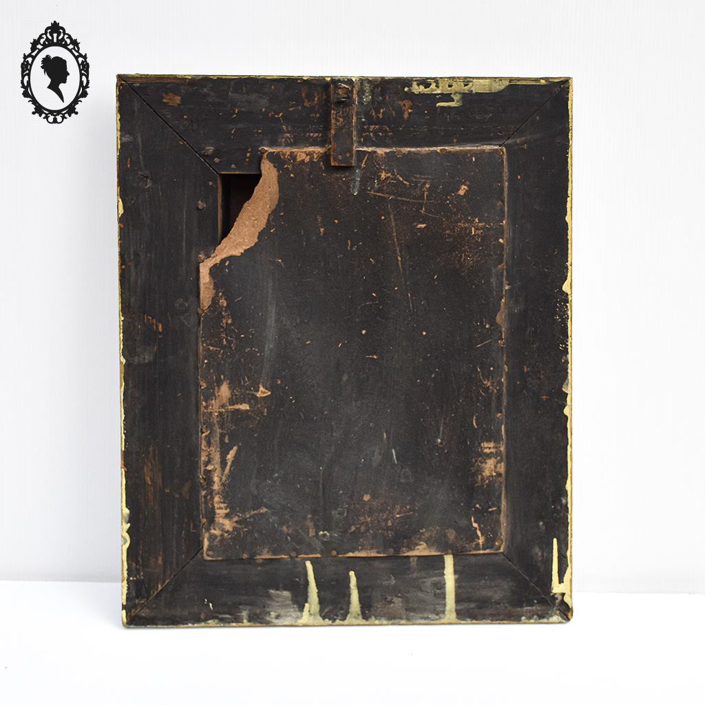 Miroir mural à parclose métal repoussé doré ancien Napoléon III H 47 cm