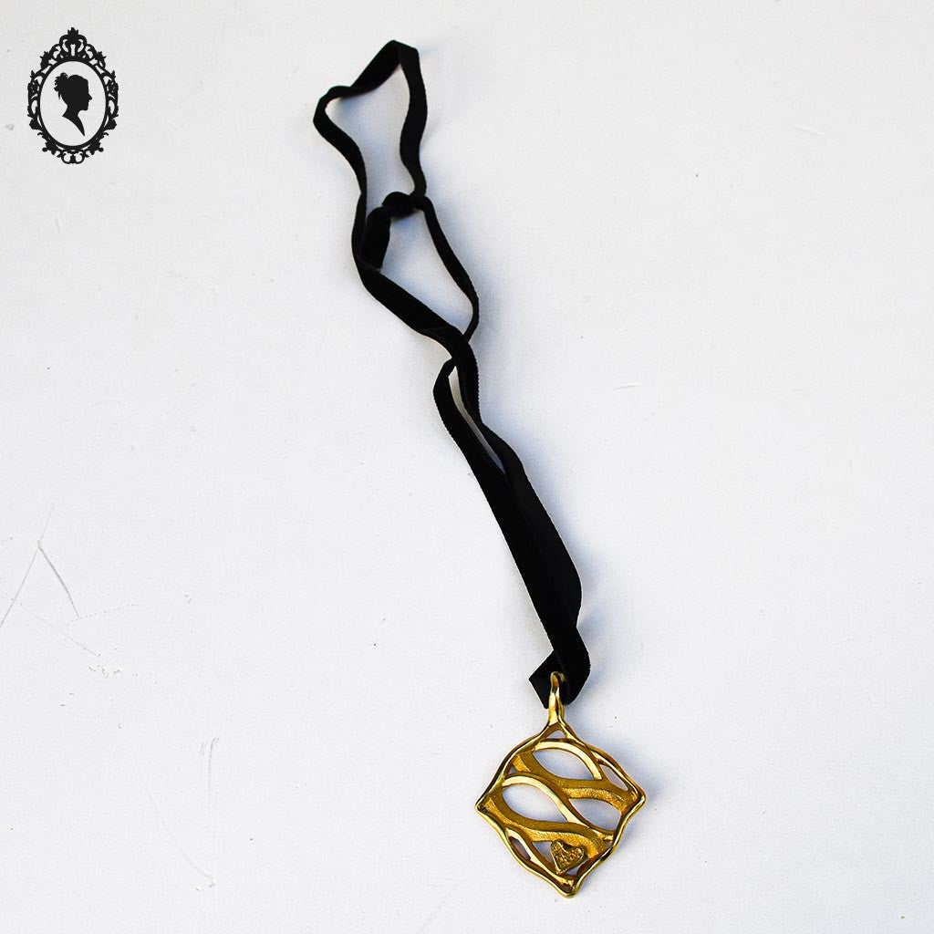 Pendentif Lanvin Paris doré bijoux vintage
