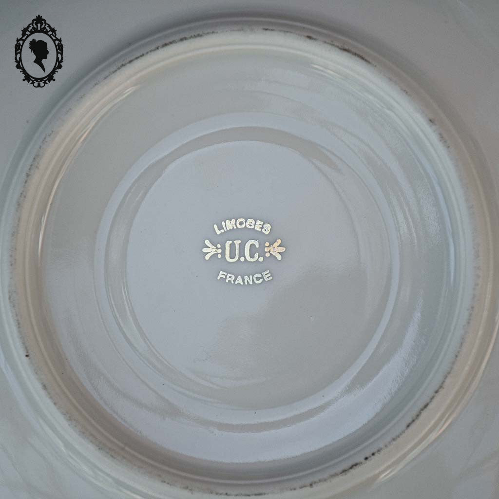 Service 12 tasses à café pots cafetière sucrier porcelaine fine UC Limoges blanc doré