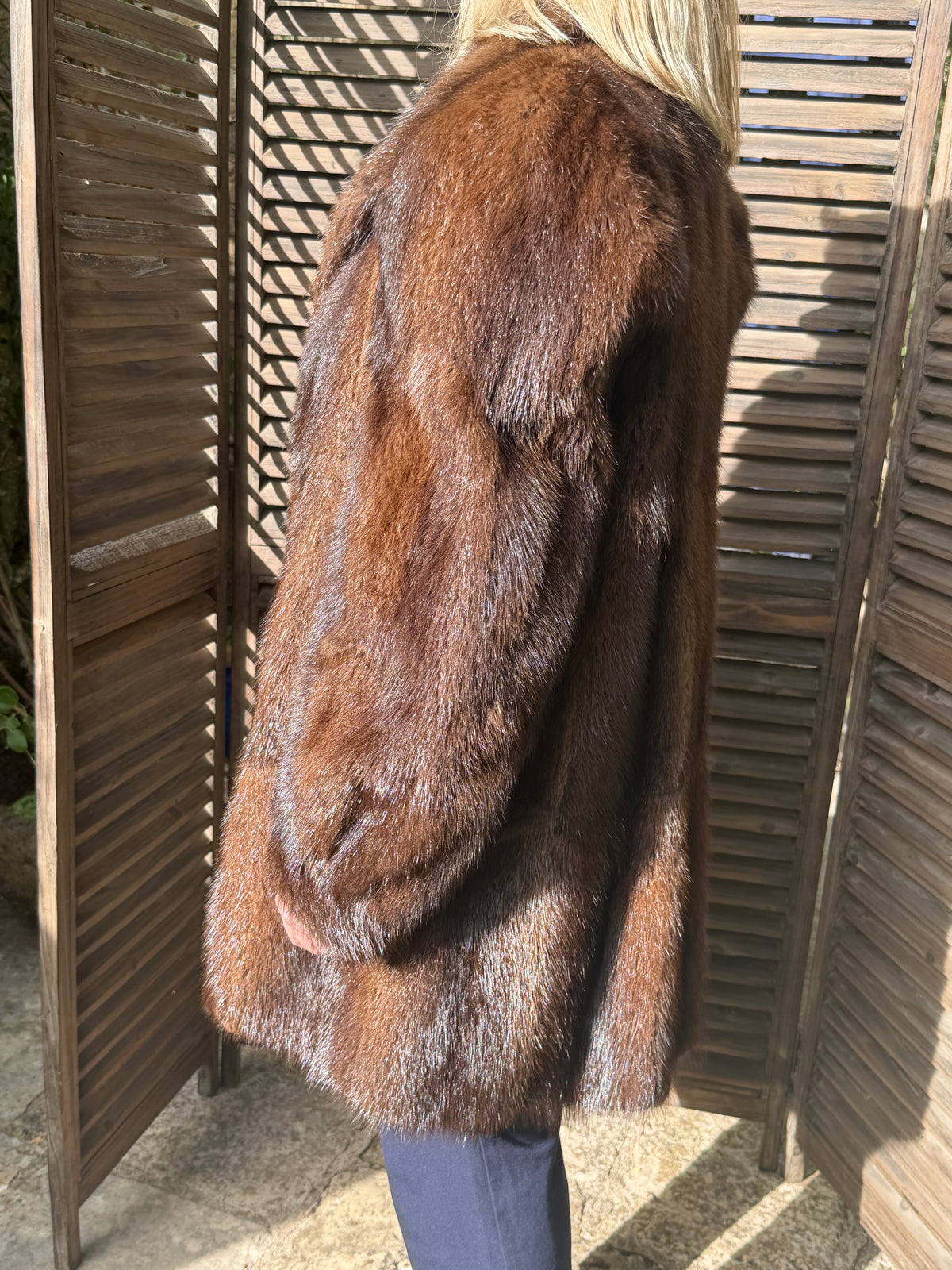 Manteau en fourrure véritable marron Taille 3840 vison ancien vintage